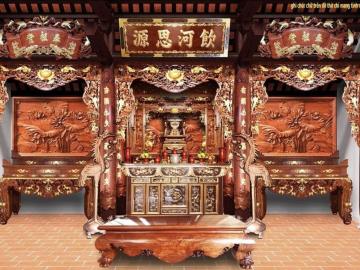 Bộ hoành phi câu đối, cửa võng cho nhà thờ họ