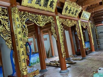 Mẫu câu đối thờ đẹp trên Tam Bảo từ Làng nghề Sơn Đồng