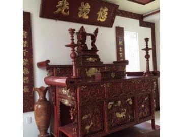 Gia công hoàng phi câu đối gỗ mộc kèm sơn theo mẫu đặt