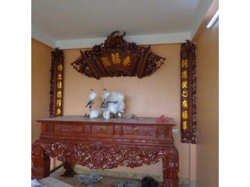 Gia công hoàng phi câu đối gỗ mộc kèm sơn theo mẫu đặt
