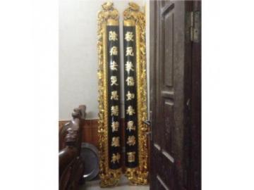 Gia công hoàng phi câu đối gỗ mộc kèm sơn theo mẫu đặt