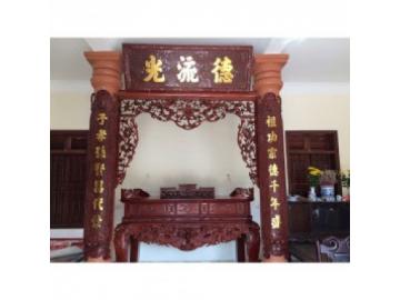Gia công hoàng phi câu đối gỗ mộc kèm sơn theo mẫu đặt