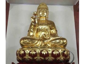 Tượng Tam Thế Phật được gia công bởi các nghệ nhân làng nghề Sơn Đồng